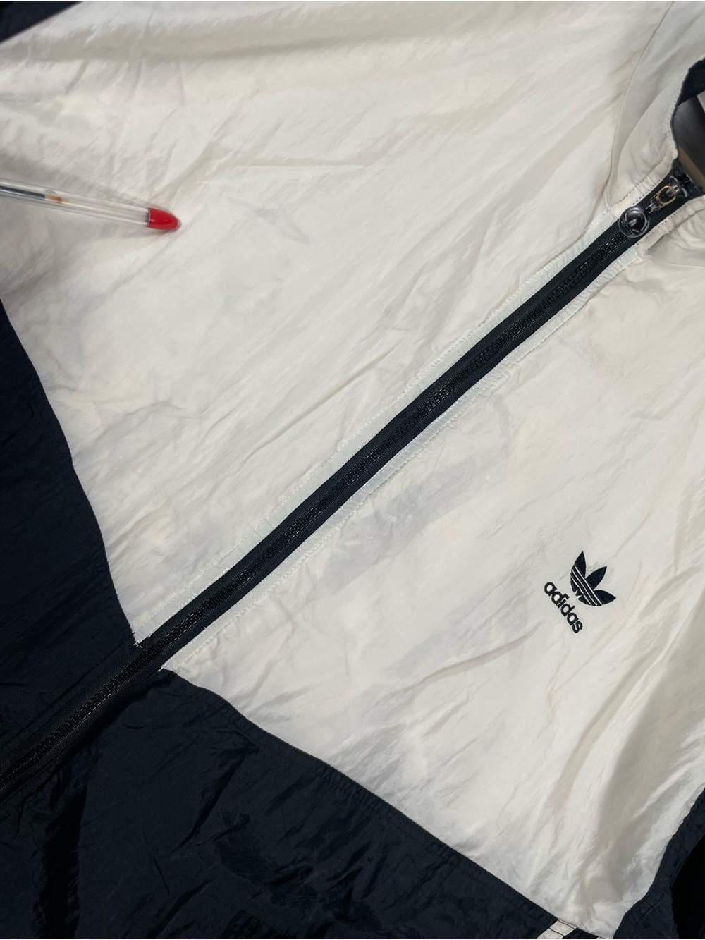 Vintage Adidas Black White Trefoil Track Windbreaker Warmup Light Jacket Sz XL - Picture 6 of 14
